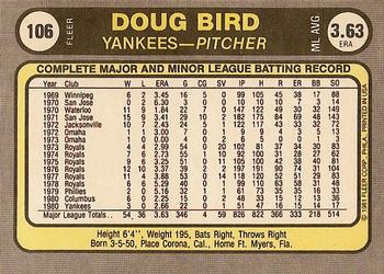 Doug Bird  baseball card collectible - Main Image 2