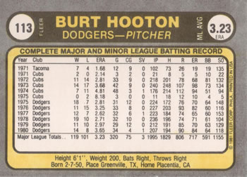 Burt Hooton  baseball card collectible - Main Image 2