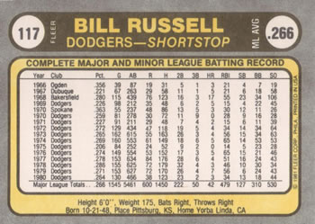 Bill Russell  baseball card collectible - Main Image 2