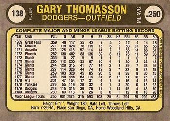 Gary Thomasson  baseball card collectible - Main Image 2