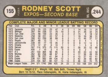 Rodney Scott  baseball card collectible - Main Image 2