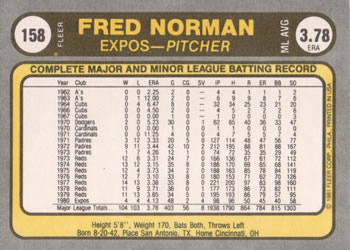 Fred Norman  baseball card collectible - Main Image 2