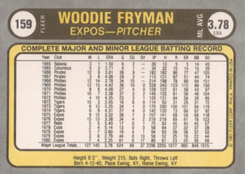 Woodie Fryman  baseball card collectible - Main Image 2