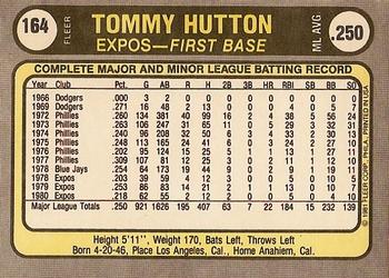 Tommy Hutton  baseball card collectible - Main Image 2