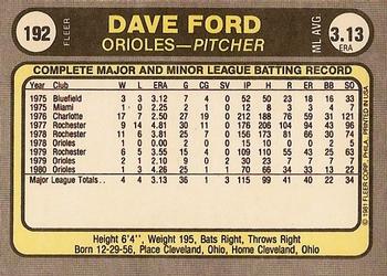 Dave Ford  baseball card collectible - Main Image 2