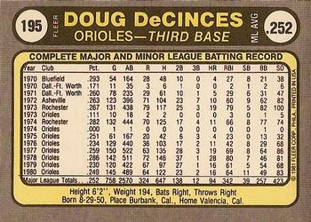 Doug DeCinces  baseball card collectible - Main Image 2