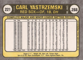 Carl Yastrzemski  baseball card collectible - Main Image 2