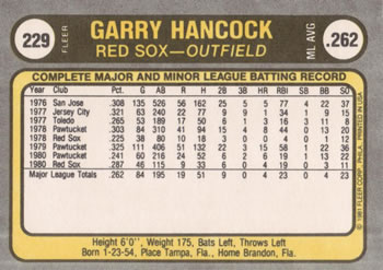 Garry Hancock  baseball card collectible - Main Image 2
