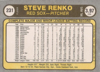 Steve Renko  baseball card collectible - Main Image 2