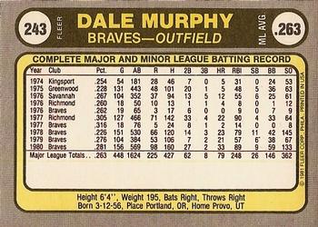 Dale Murphy  baseball card collectible - Main Image 2
