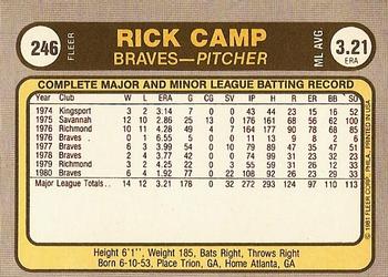 Rick Camp  baseball card collectible - Main Image 2