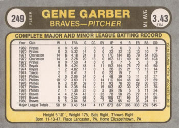 Gene Garber  baseball card collectible - Main Image 2