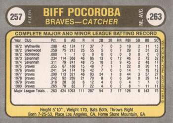 Biff Pocoroba  baseball card collectible - Main Image 2