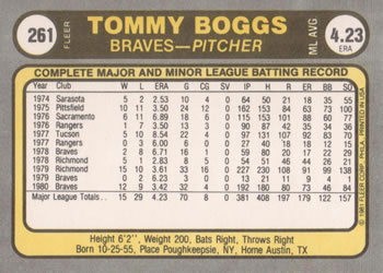 Tommy Boggs  baseball card collectible - Main Image 2
