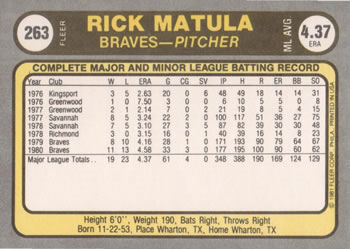Rick Matula  baseball card collectible - Main Image 2