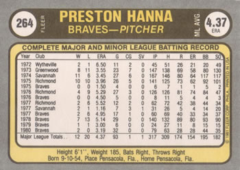 Preston Hanna  baseball card collectible - Main Image 2