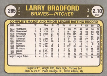 Larry Bradford  baseball card collectible - Main Image 2