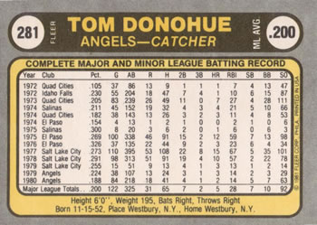 Tom Donohue  baseball card collectible - Main Image 2