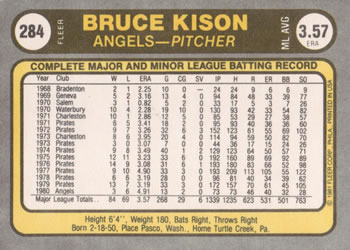 Bruce Kison  baseball card collectible - Main Image 2