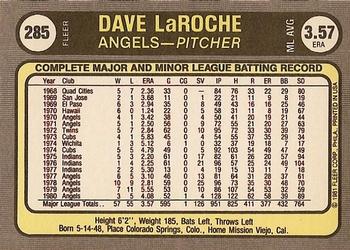 Dave LaRoche  baseball card collectible - Main Image 2
