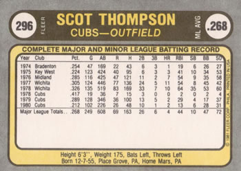 Scot Thompson  baseball card collectible - Main Image 2