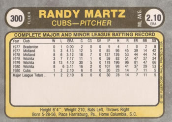 Randy Martz  baseball card collectible - Main Image 2