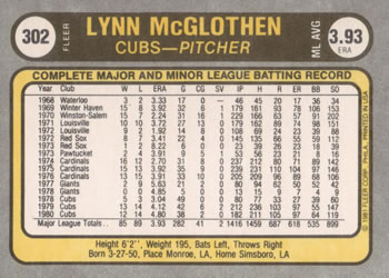 Lynn McGlothen  baseball card collectible - Main Image 2