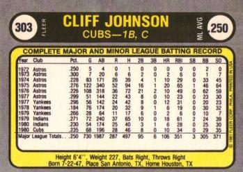 Cliff Johnson  baseball card collectible - Main Image 2