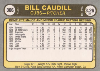 Bill Caudill  baseball card collectible - Main Image 2