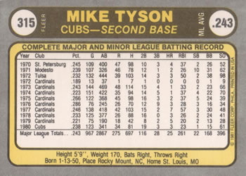 Mike Tyson  baseball card collectible - Main Image 2