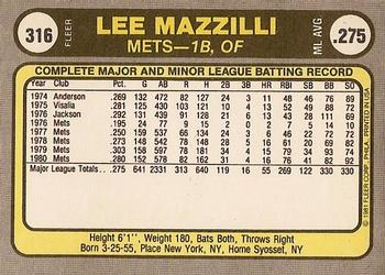 Lee Mazzilli  baseball card collectible - Main Image 2