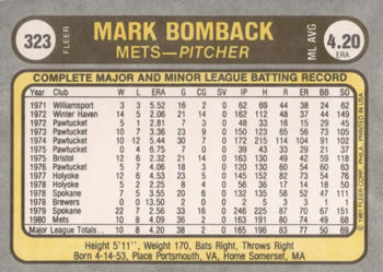 Mark Bomback  baseball card collectible - Main Image 2