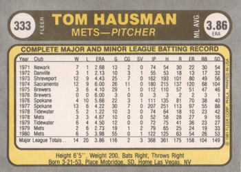 Tom Hausman  baseball card collectible - Main Image 2