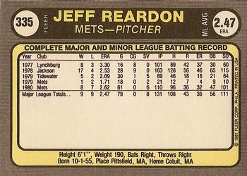 Jeff Reardon  baseball card collectible - Main Image 2