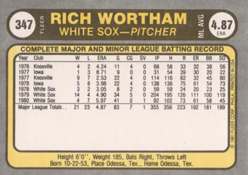 Richard Wortham  baseball card collectible - Main Image 2