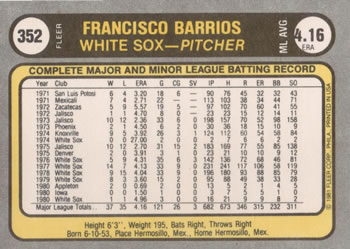 Francisco Barrios  baseball card collectible - Main Image 2