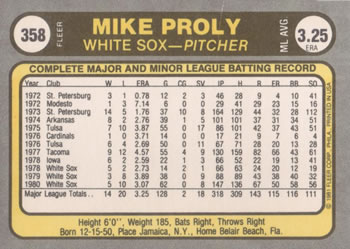 Mike Proly  baseball card collectible - Main Image 2