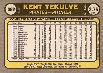 Kent Tekulve  baseball card collectible - Main Image 2