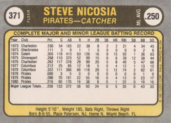 Steve Nicosia  baseball card collectible - Main Image 2
