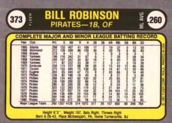 Bill Robinson  baseball card collectible - Main Image 2