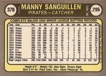 Manny Sanguillen  baseball card collectible - Main Image 2
