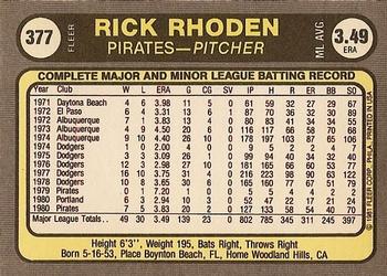 Rick Rhoden  baseball card collectible - Main Image 2