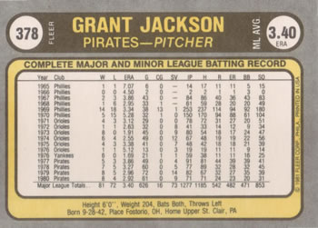 Grant Jackson  baseball card collectible - Main Image 2