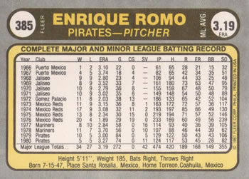 Enrique Romo  baseball card collectible - Main Image 2