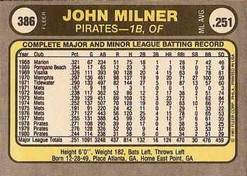 John Milner  baseball card collectible - Main Image 2
