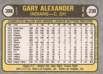 Gary Alexander  baseball card collectible - Main Image 2