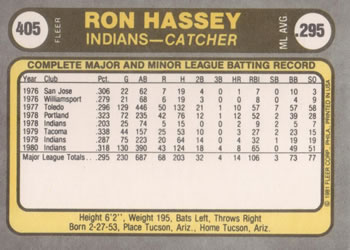 Ron Hassey  baseball card collectible - Main Image 2