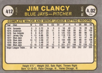 Jim Clancy  baseball card collectible - Main Image 2