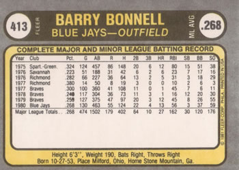 Barry Bonnell  baseball card collectible - Main Image 2