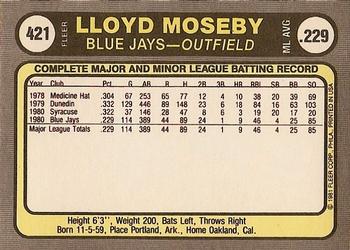 Lloyd Moseby  baseball card collectible - Main Image 2